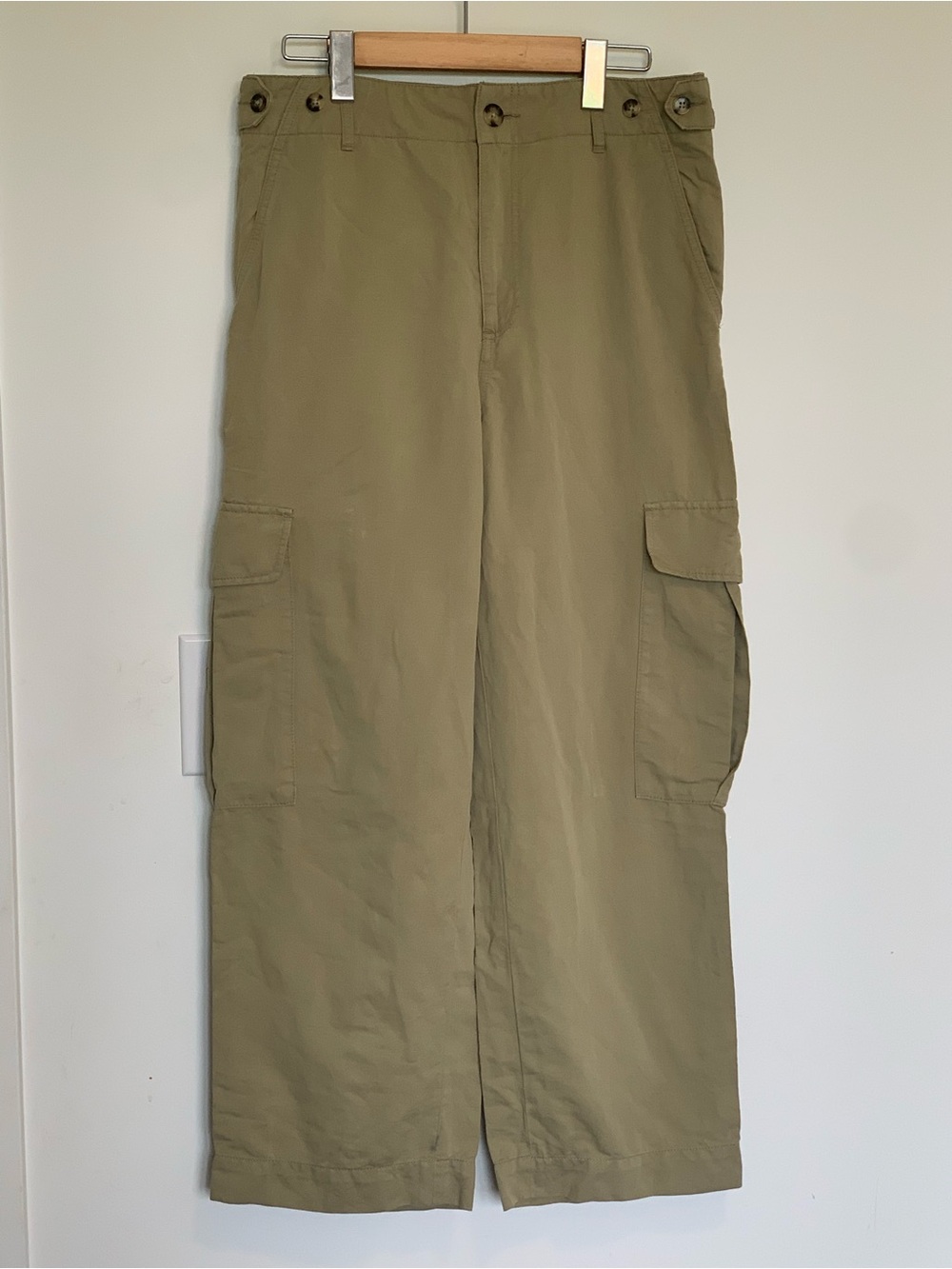 Club Monaco Wide Leg High Rise Cargo Utility Pant Ankle Length Sz 8 Linen Cotton